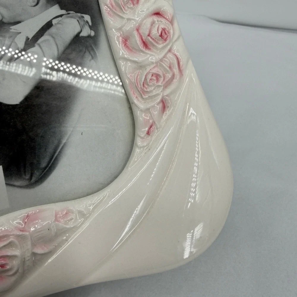 Ceramic Rose Floral Picture Frame Shabby Chic Wedding Decor 5x7 Romantic